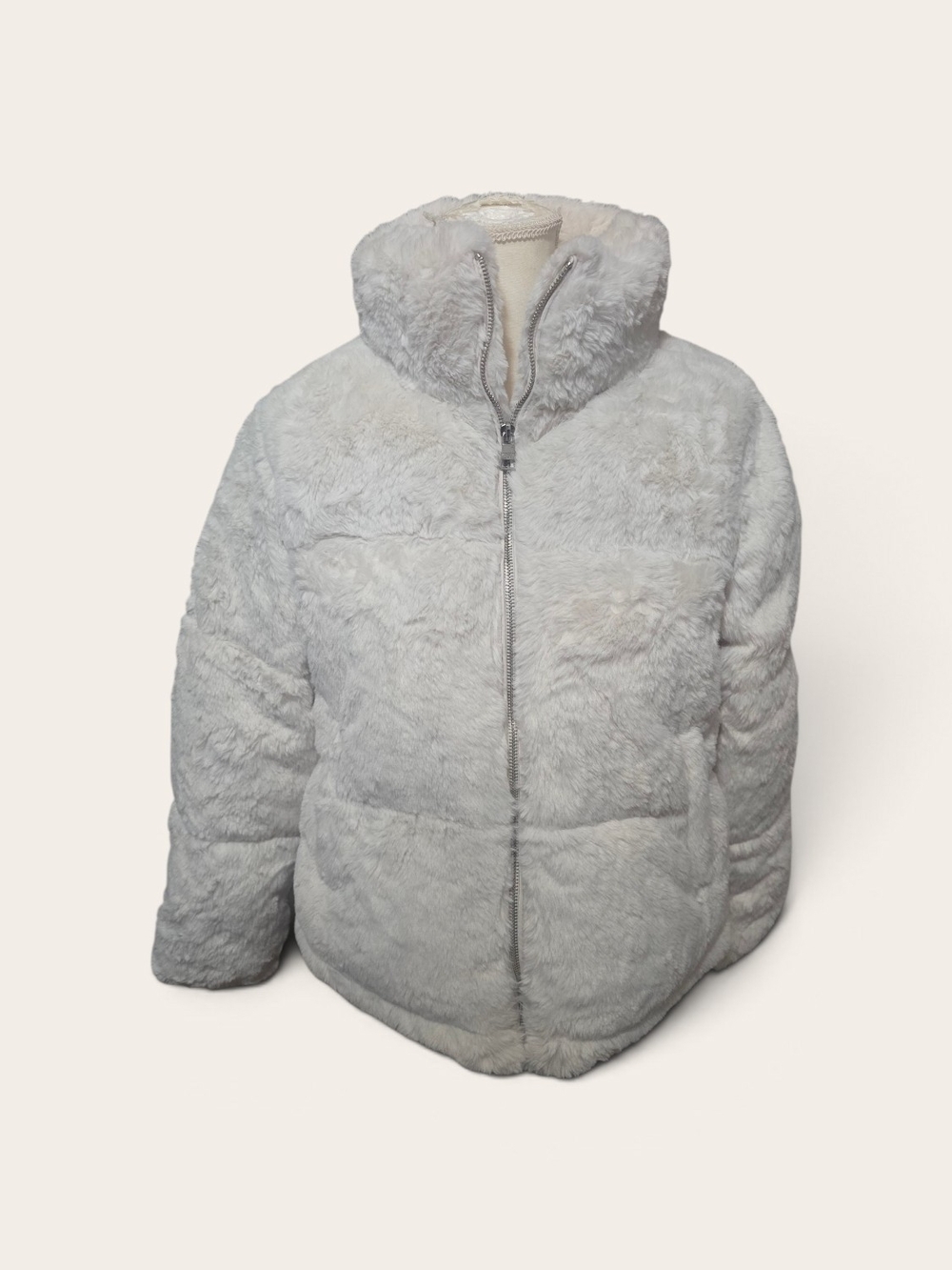 Ivory Faux Fur Puffer Jacket